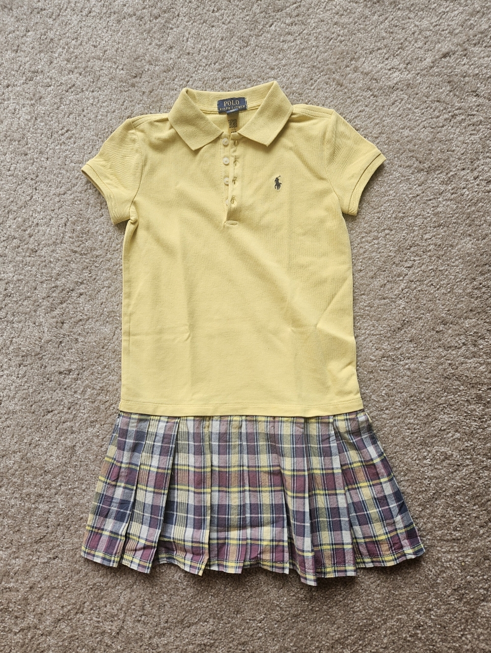 Polo Ralph Lauren Yellow Polo Dress with Multi-Color Plaid Skirt